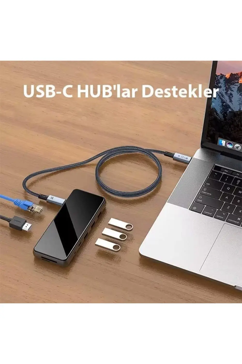 Profesyonel 240W Type-C Şarj Kablosu 40Gbps Veri Aktarım 8K HDMI