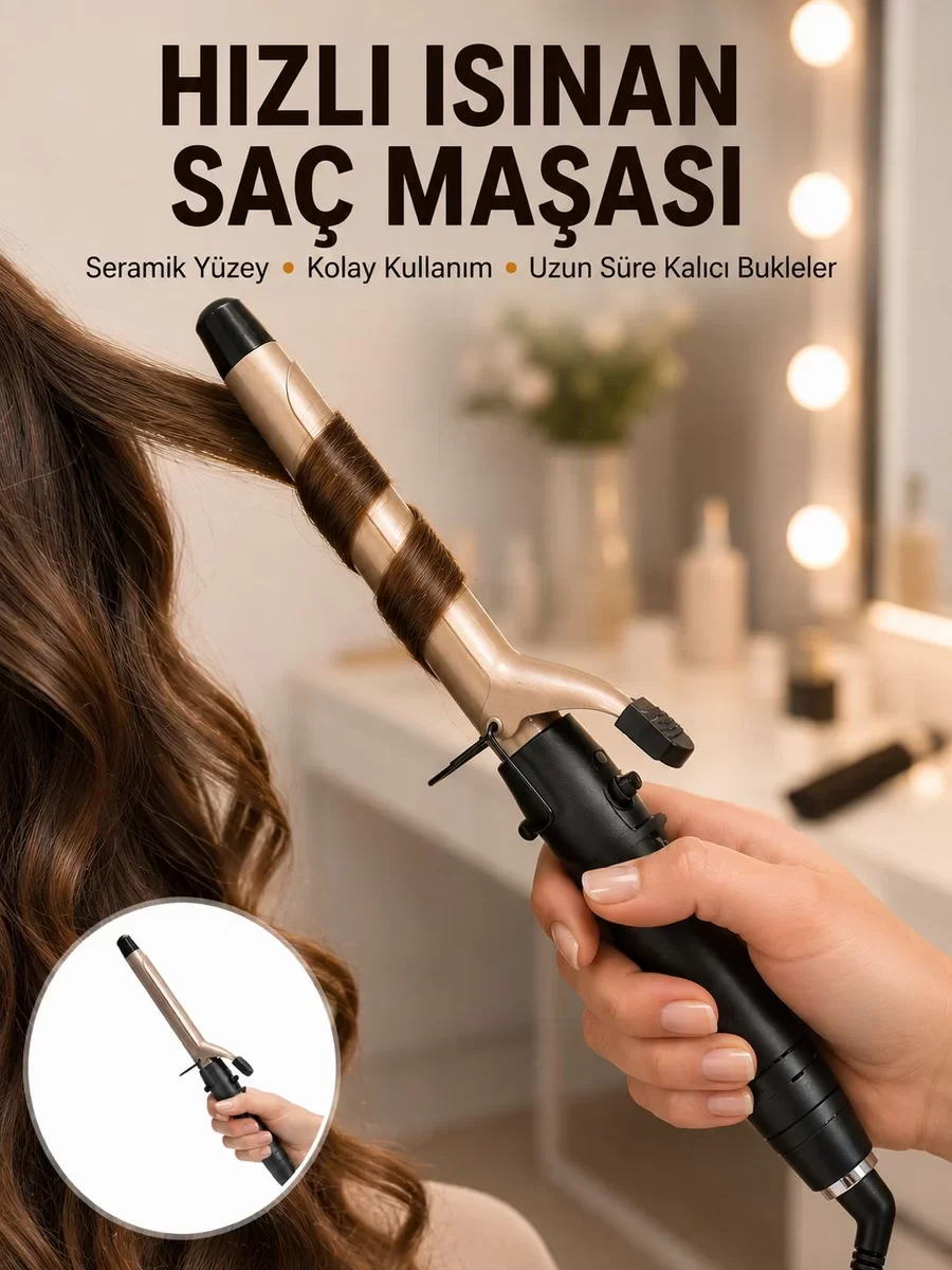 Profesyonel 25 mm Saç Maşası Kalın Bukle Etkili Yeni Nesil Fiyatı, Yorumları ve Özellikleri