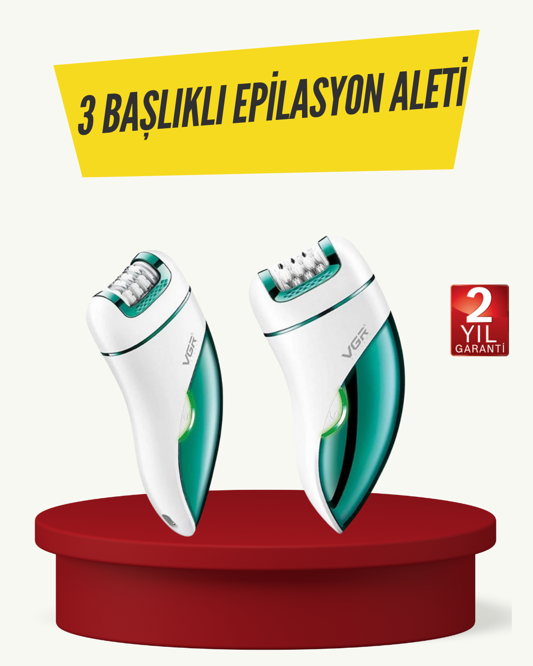 Profesyonel 3 in 1 Epilasyon Cihazı LED Aydınlatmalı Suya Dayanık
