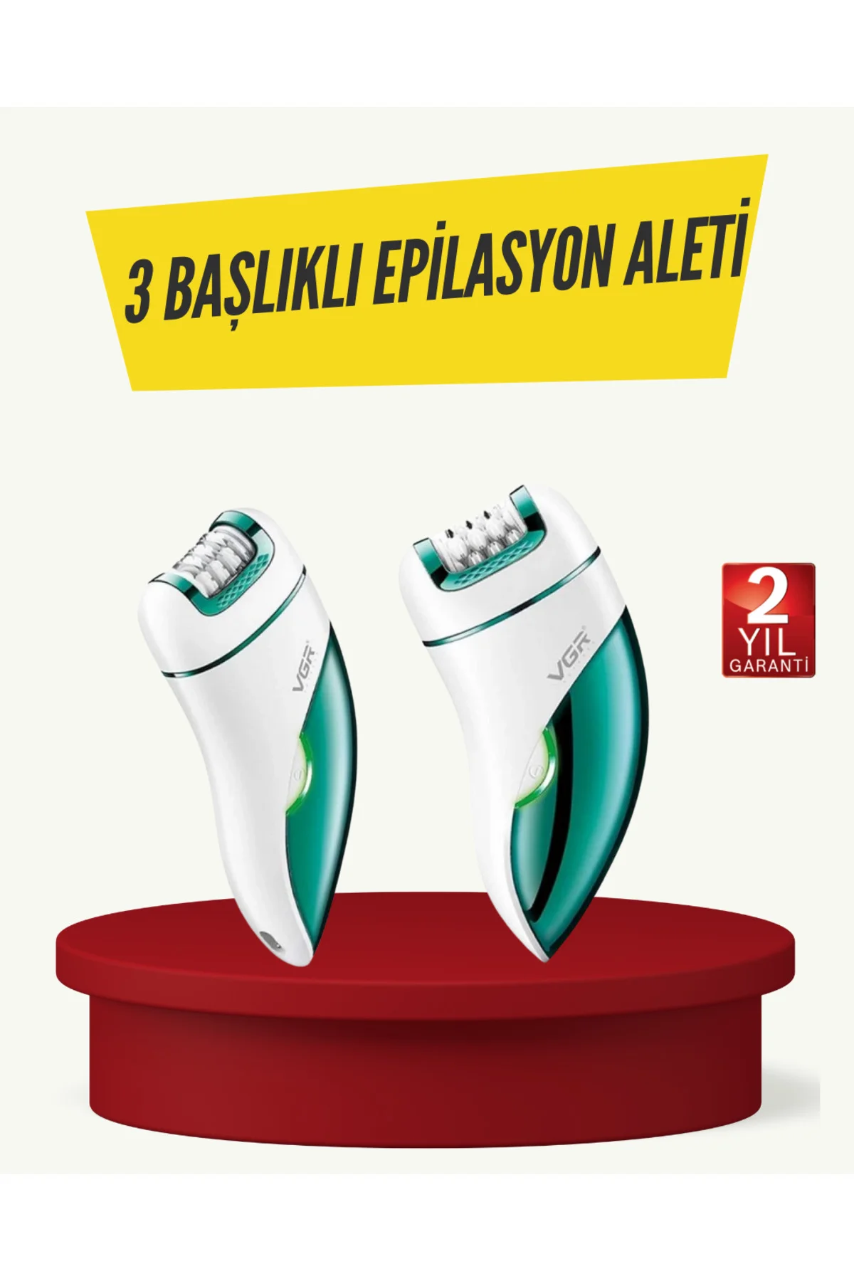 Profesyonel 3 in 1 Epilasyon Cihazı LED Aydınlatmalı Suya Dayanık