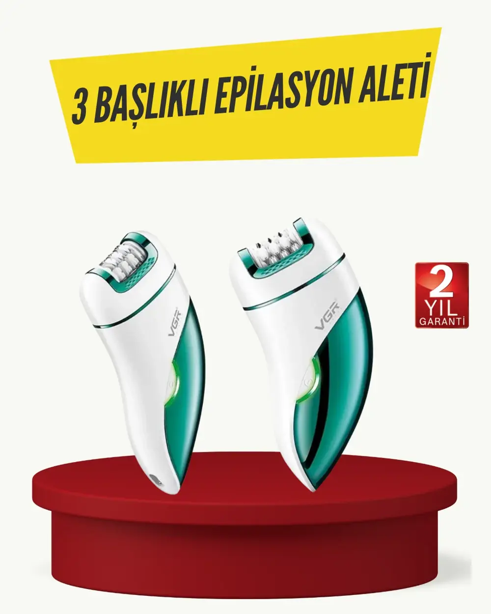 Profesyonel 3 in 1 Epilasyon Cihazı LED Aydınlatmalı Suya Dayanık