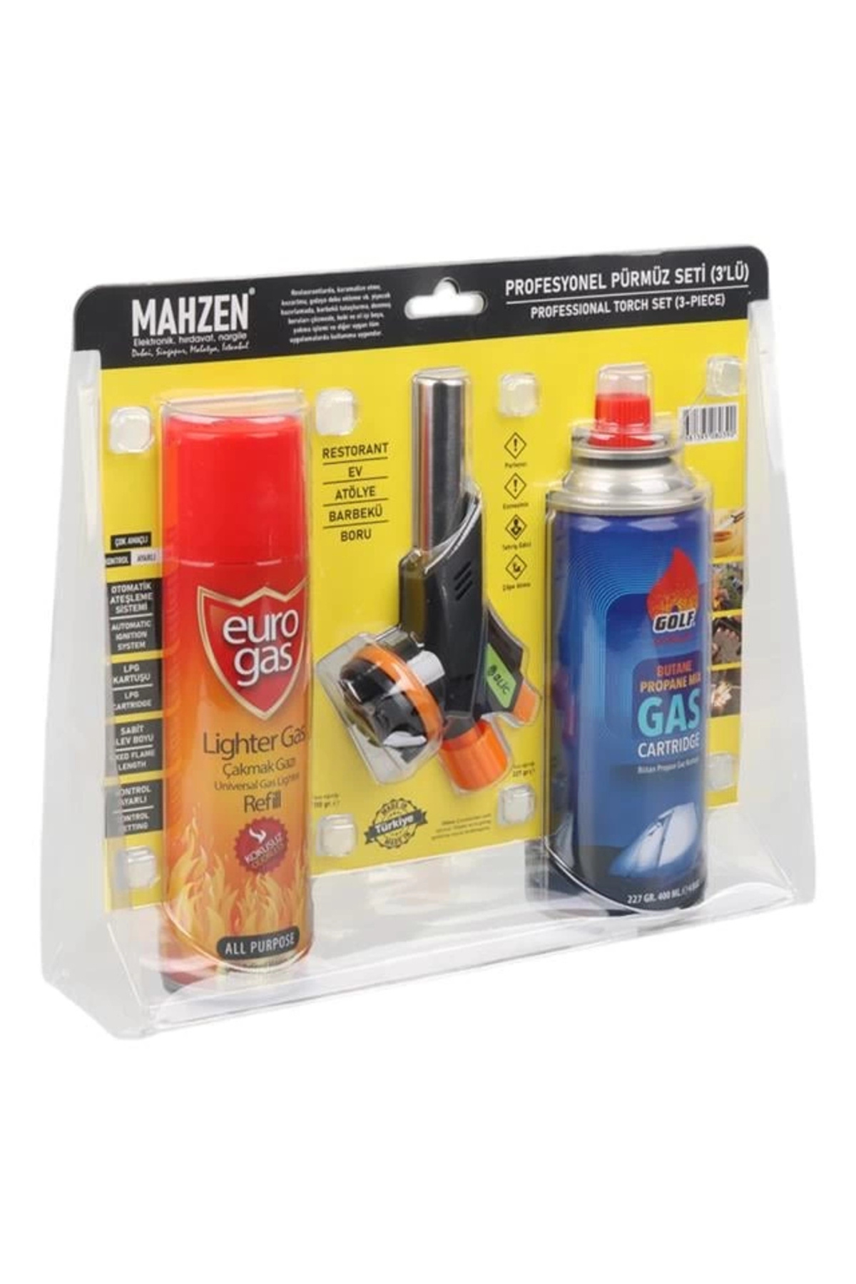 Profesyonel 3'lü Pürmüz Başlığı Seti (Butan Propan Gaz Kartuşu 40