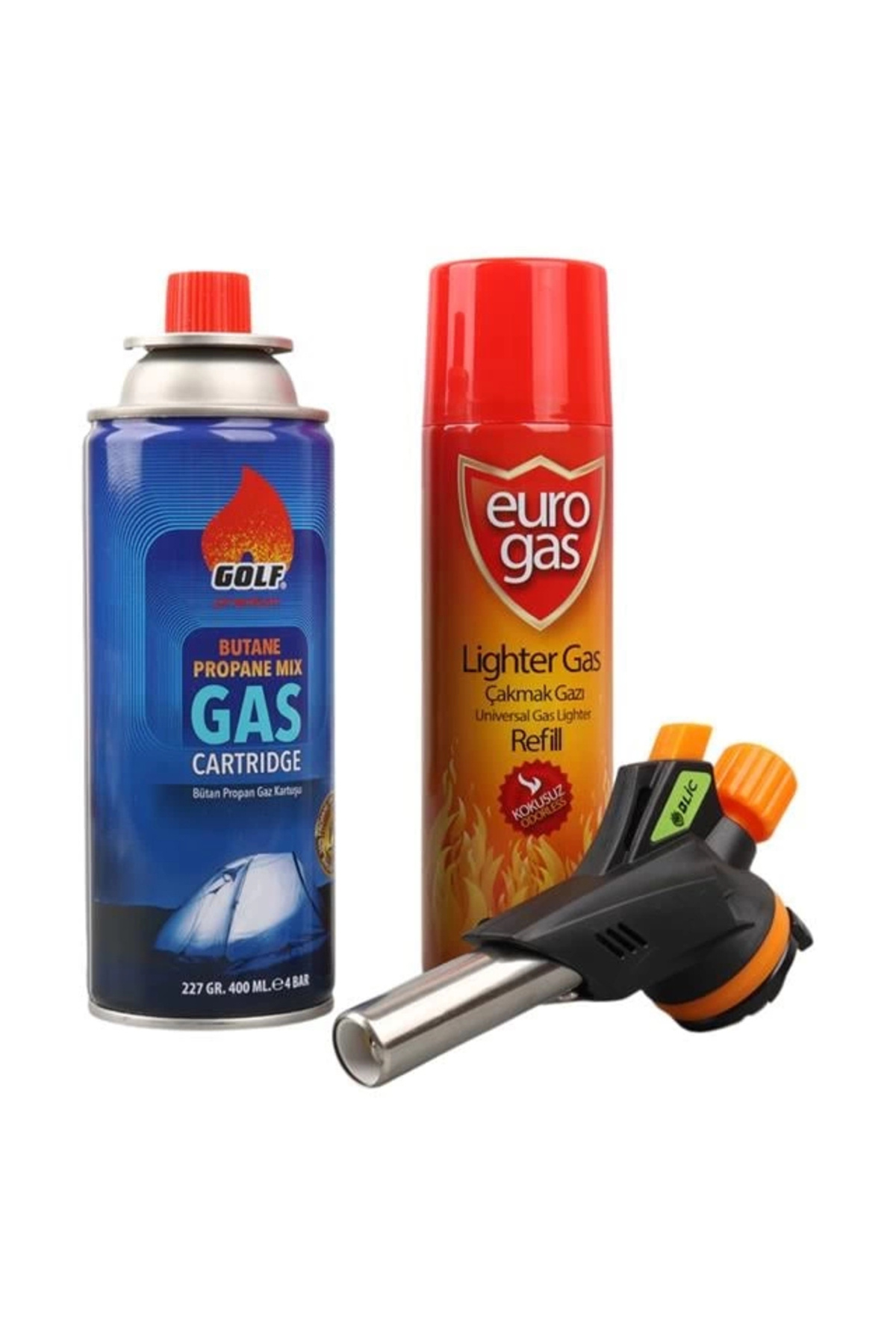 Profesyonel 3'lü Pürmüz Başlığı Seti (Butan Propan Gaz Kartuşu 40