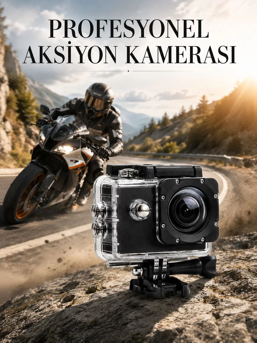 Profesyonel 4K Aksiyon Kamerası Geniş Açılı WiFi Destekli