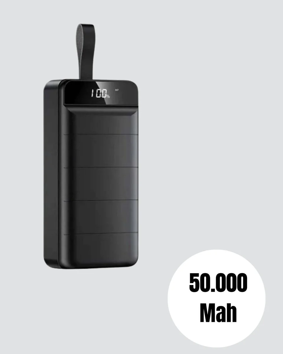 Profesyonel 50.000 mAh Powerbank – Aynı Anda Birden Fazla Cihaz Şarj Eden Dayanıklı ve Güvenli Taşınabilir Şarj Cihazı