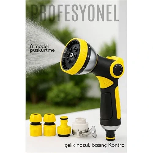 Profesyonel 8 Modelli Metal Basınçlı Sulama Tabancası Seti | Ayar