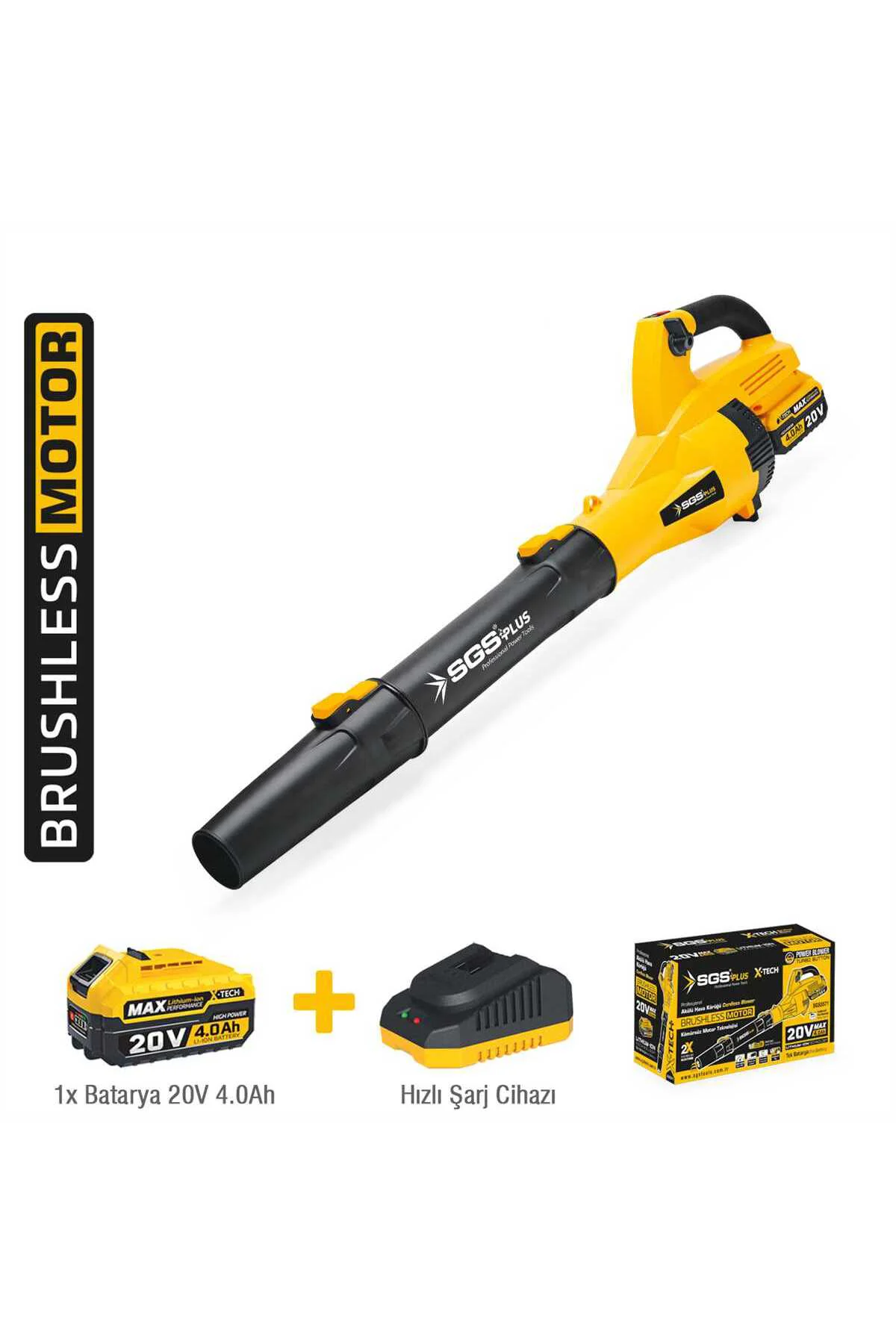 PROFESYONEL AKÜLÜ YAPRAK ÜFLEME 20V 1*4.0 Ah (KÖMÜRSÜZ MOTOR)