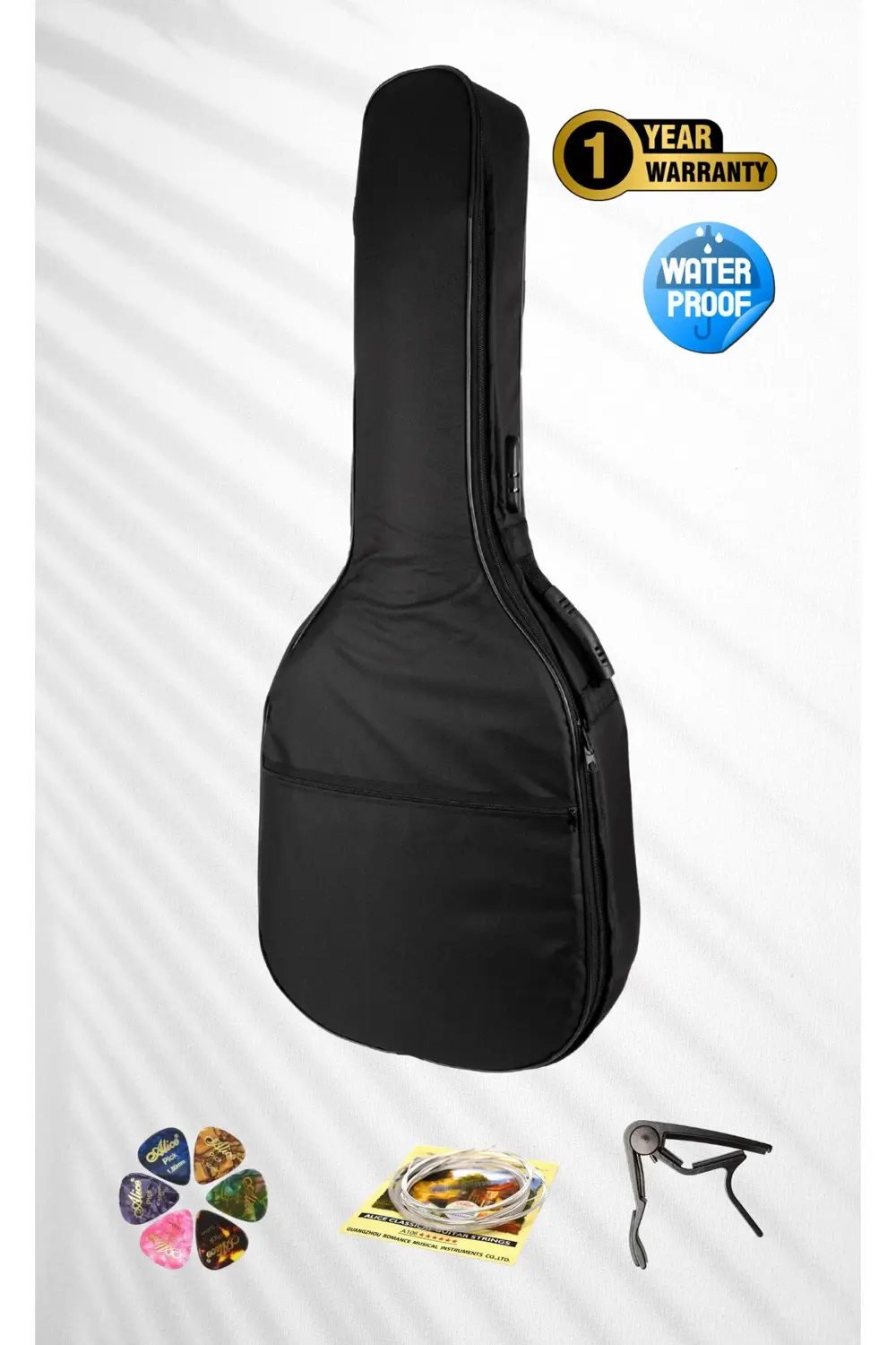 Profesyonel Akustik/Klasik Gitar Kılıfı - Su Geçirmez, Pedli (Kap