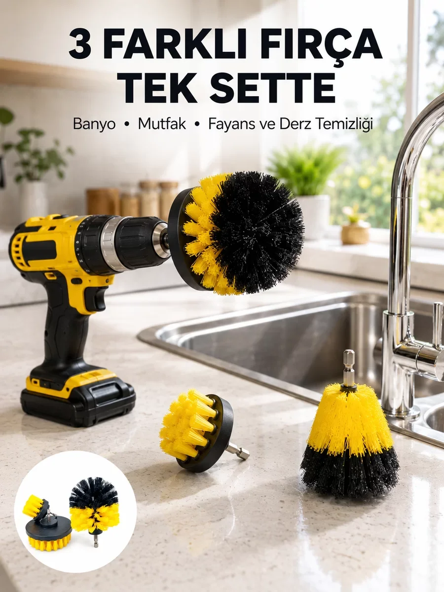 Profesyonel Banyo Mutfak Jant ve Fayans Temizlik Matkap Başlığı