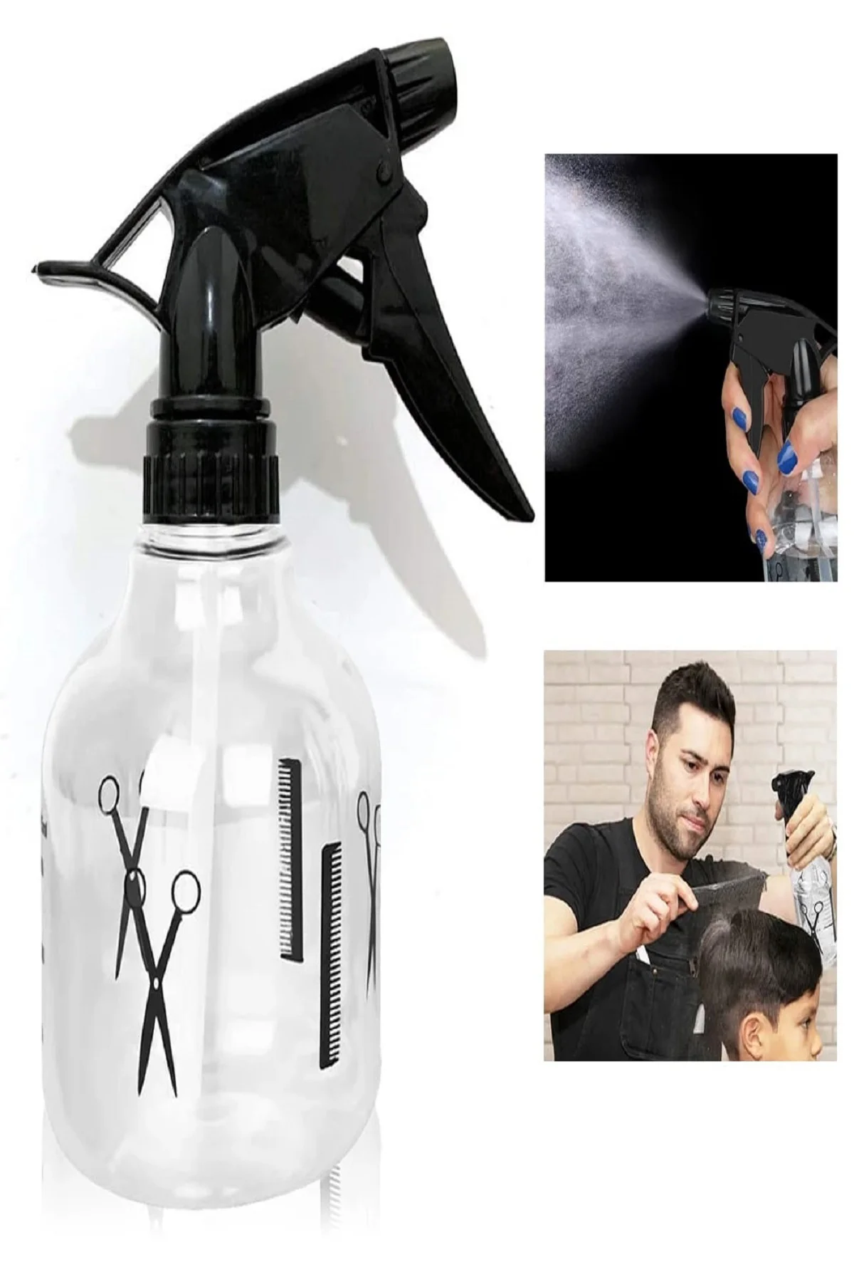 Profesyonel Berber Kuaför Sprey Tetikli Püskürtücü Şeffaf Boş Fıs