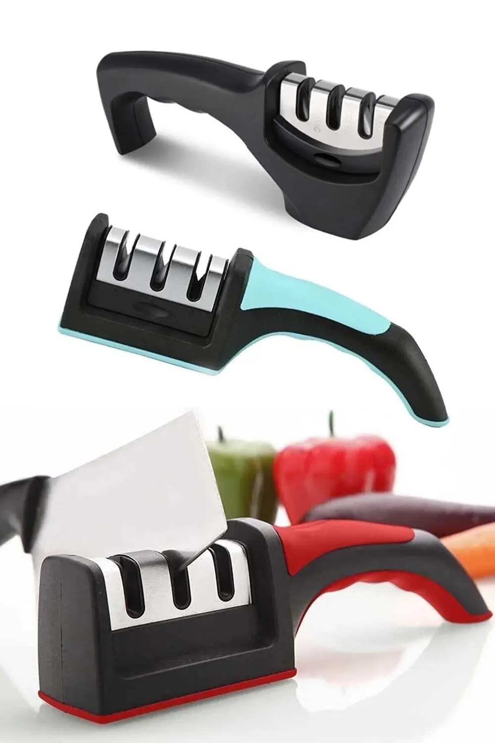 Profesyonel Bıçak Bileyici 3 Açılı Elmas Seramik Tungsten Çelik E