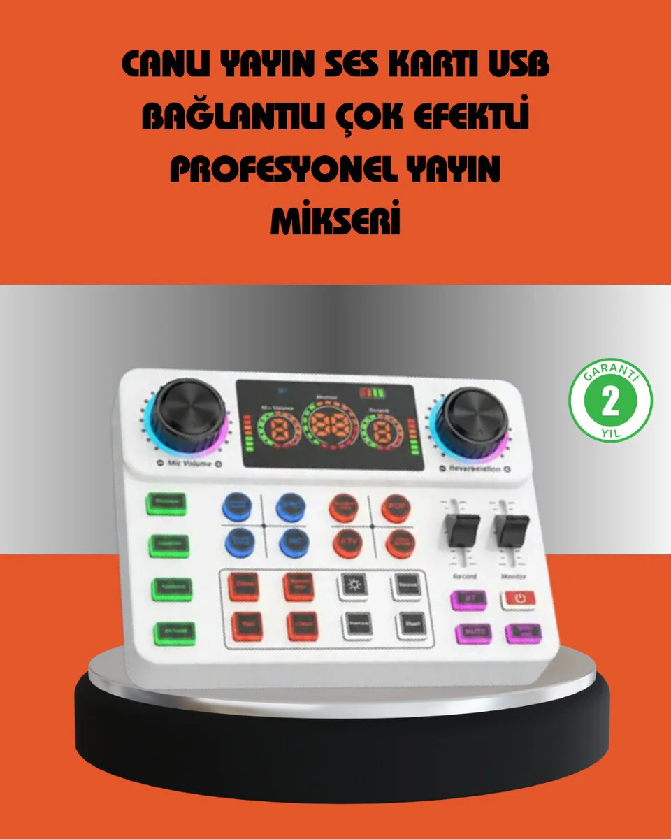 Profesyonel Bluetooth Karaoke ve Yayın Ses Kontrol Ünitesi - Karaoke ve Podcast İçin Gelişmiş Ses Kartı