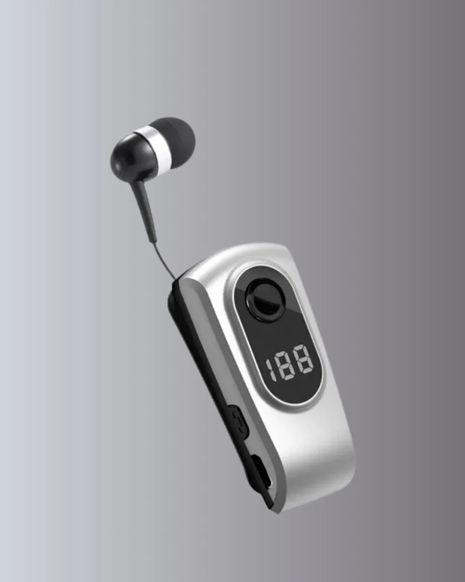 Profesyonel Bluetooth Kulaklık – Klipsli Titreşimli & Dijital Göstergeli