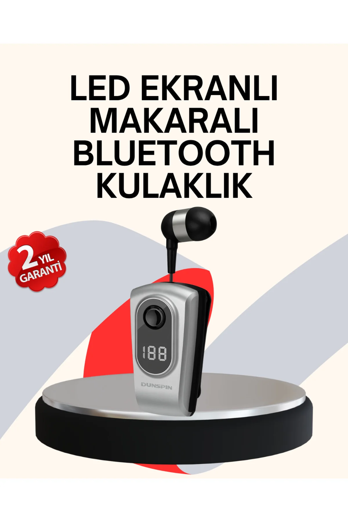 Profesyonel Bluetooth Kulaklık – Klipsli Titreşimli Dijital Göstergeli