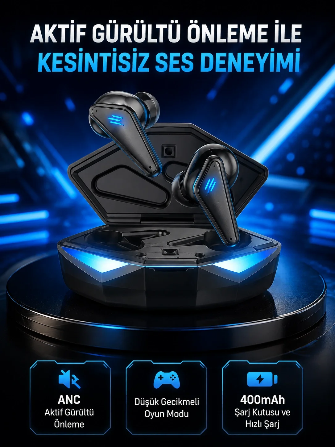 Profesyonel Bluetooth 5.0 Kulaklık – Dokunmatik Kontrol, 3D Surround Ses