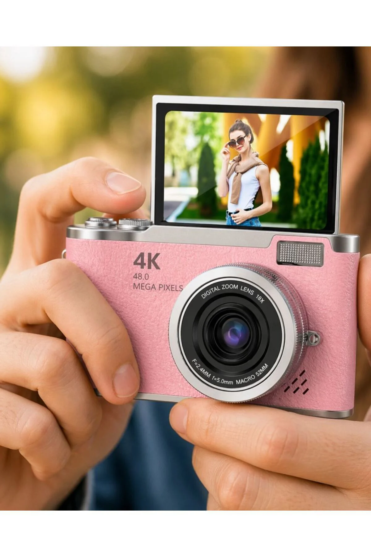 Profesyonel Çekim İçin 48 Mp Kamera 18x Zoom Flip Ekran Dijital K