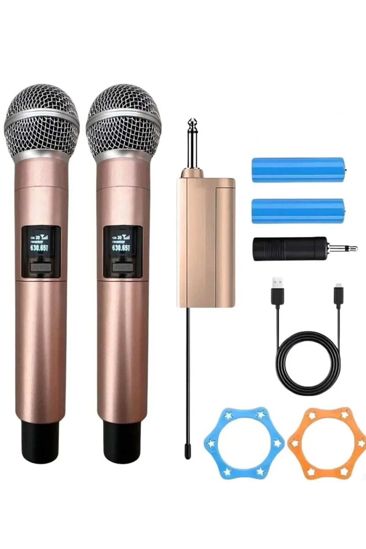 Profesyonel Çiftli Kablosuz Mikrofon Seti Karaoke Şarj Edilebilir 50 Metre Mesafe Rose Profesyonel Çiftli Kablosuz Mikrofon Seti Karaoke Şarj Edilebilir 50 Metre Mesafe Rose
