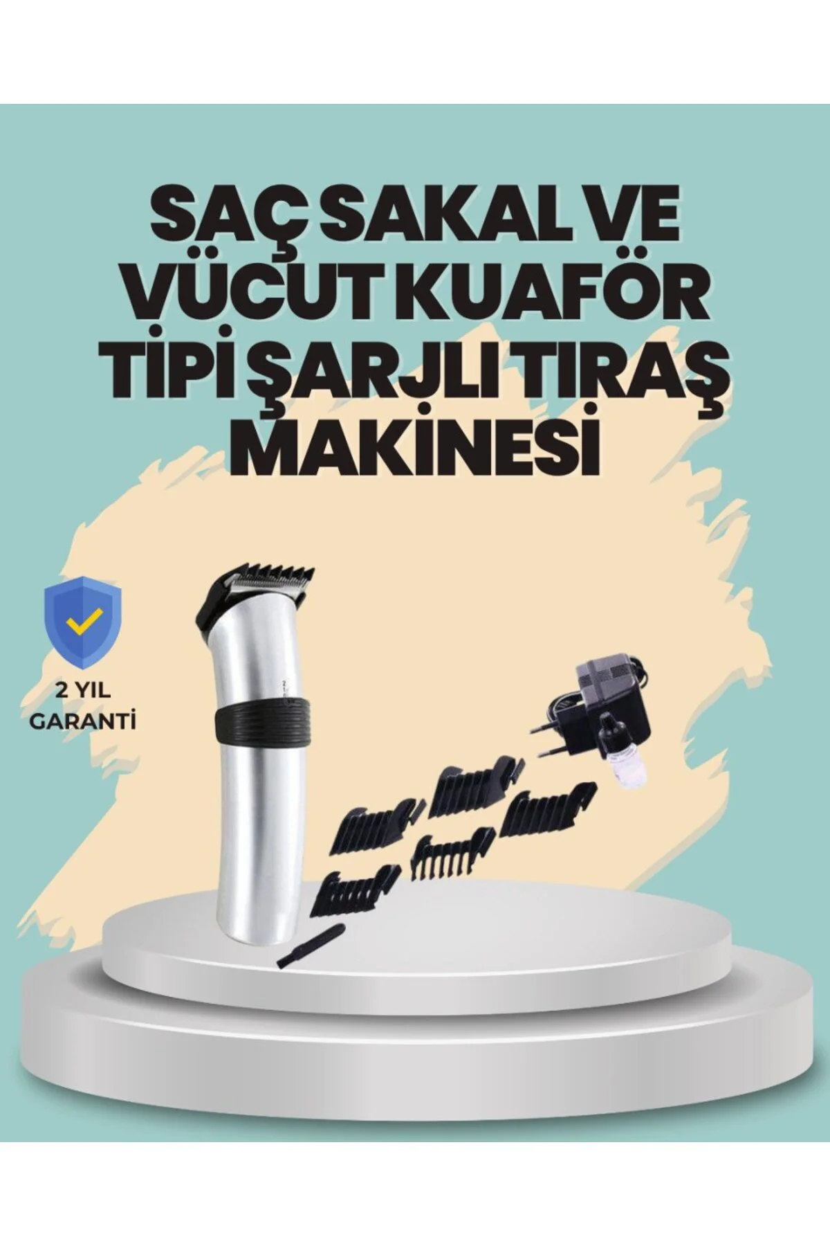 Profesyonel Erkek Tıraş Makinesi – Kablosuz, Paslanmaz Bıçaklı Ve