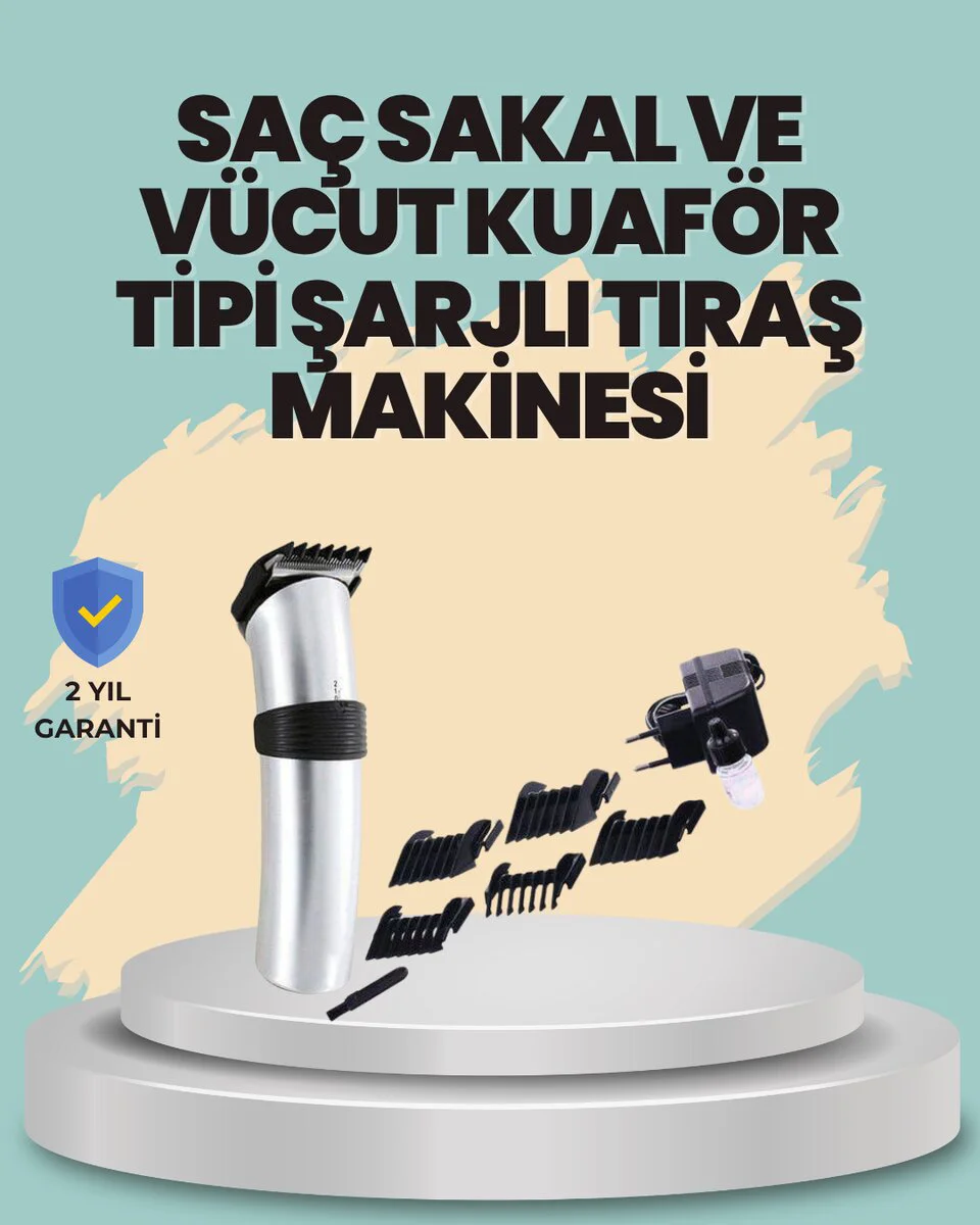 Profesyonel Erkek Tıraş Makinesi - Kablosuz Paslanmaz Bıçaklı ve Tam Aksesuar