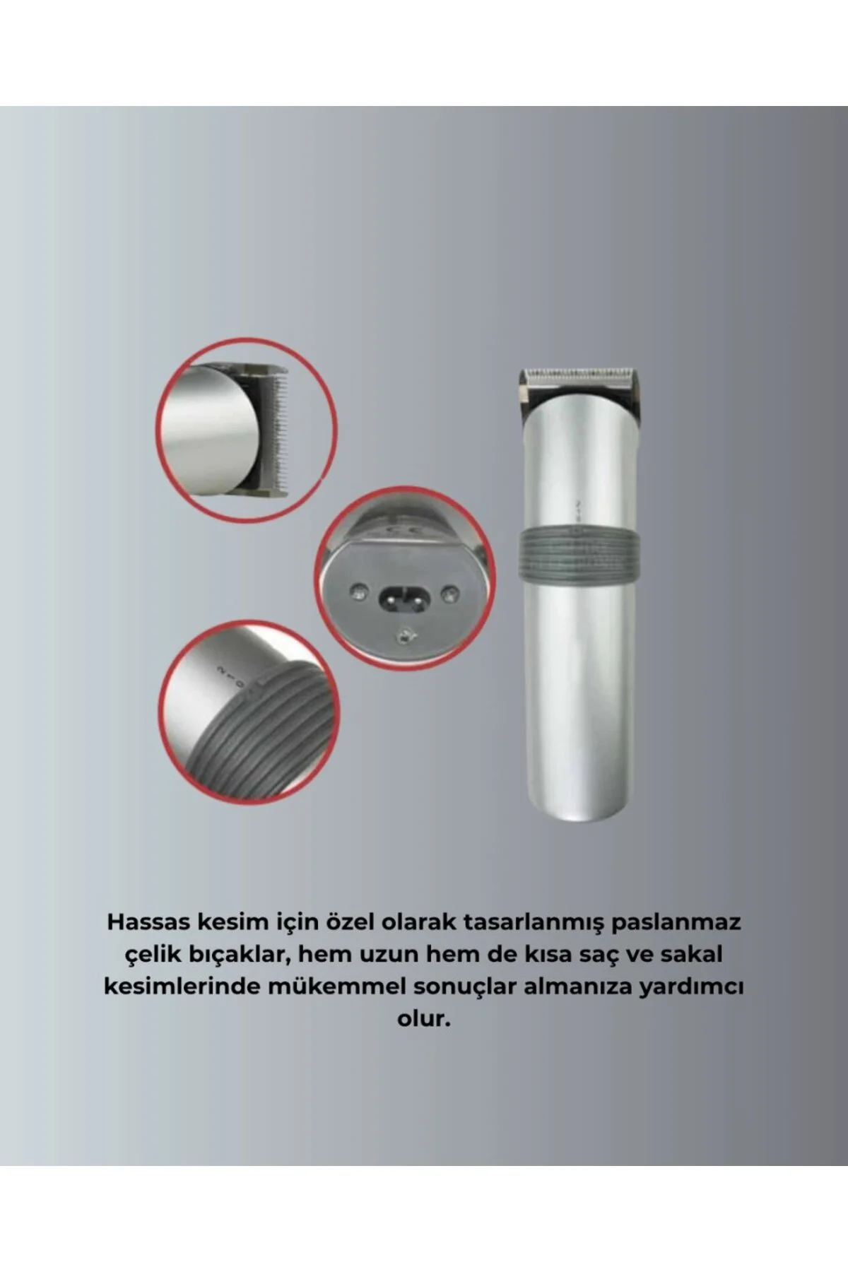Profesyonel Erkek Tıraş Makinesi – Kablosuz, Paslanmaz Bıçaklı Ve