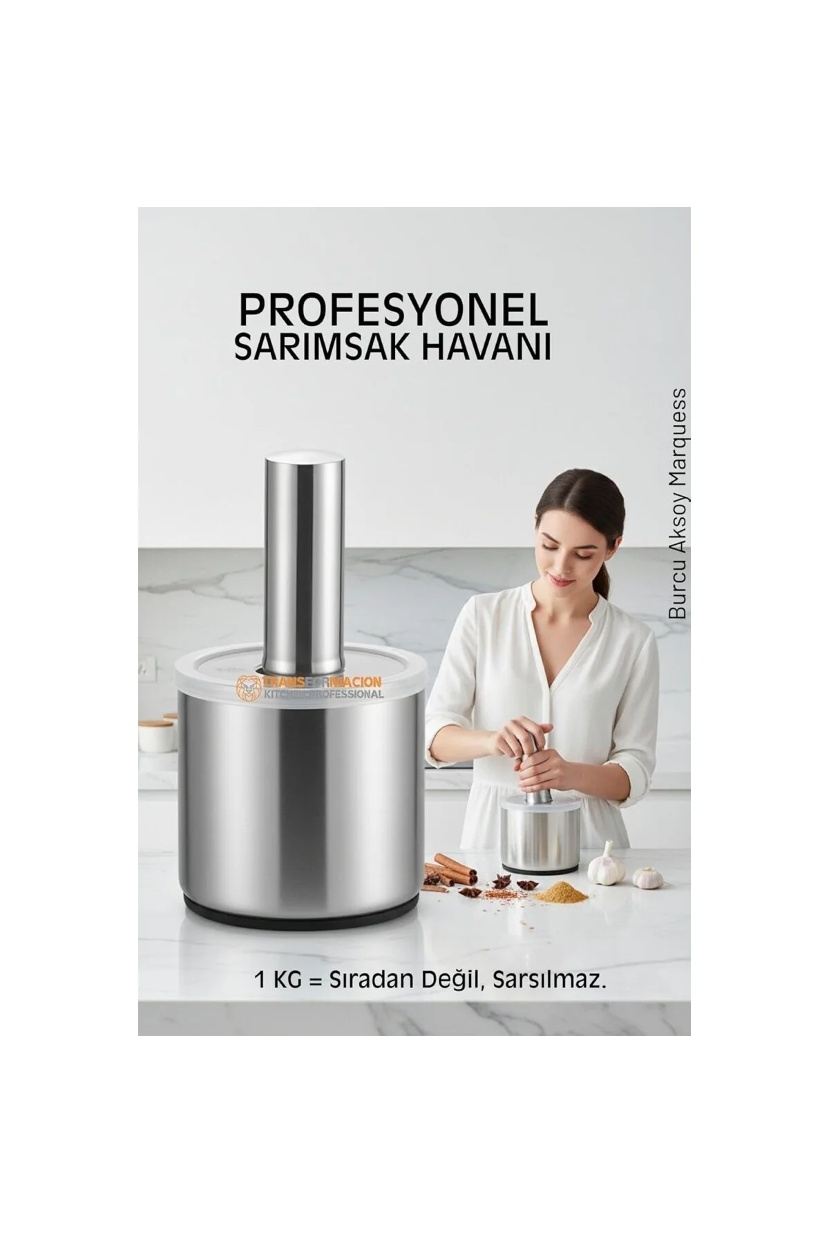 Profesyonel Ezici Sarımsak Havanı Seti - Mutfak Tipi Baharat Hava