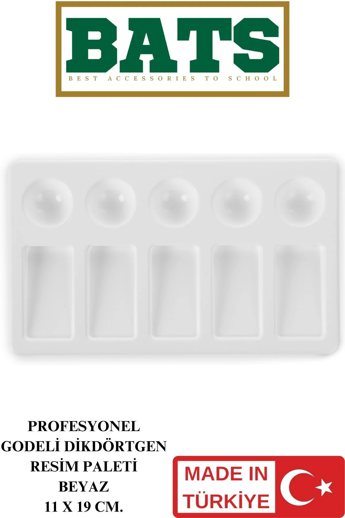 PROFESYONEL GODELİ DİKDÖRTGEN RESİM PALETİ BEYAZ 11 X 19 CM.