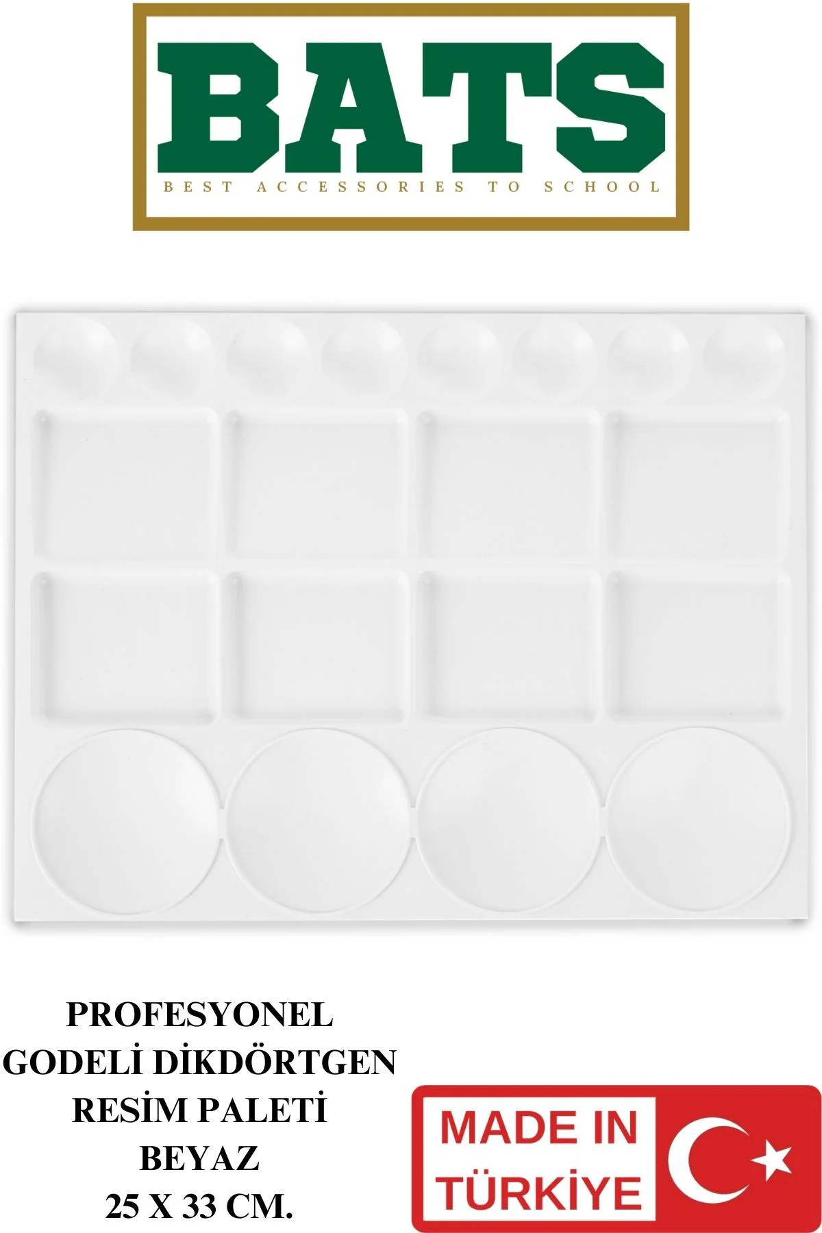 PROFESYONEL GODELİ DİKDÖRTGEN RESİM PALETİ BEYAZ 25 X 33 CM.