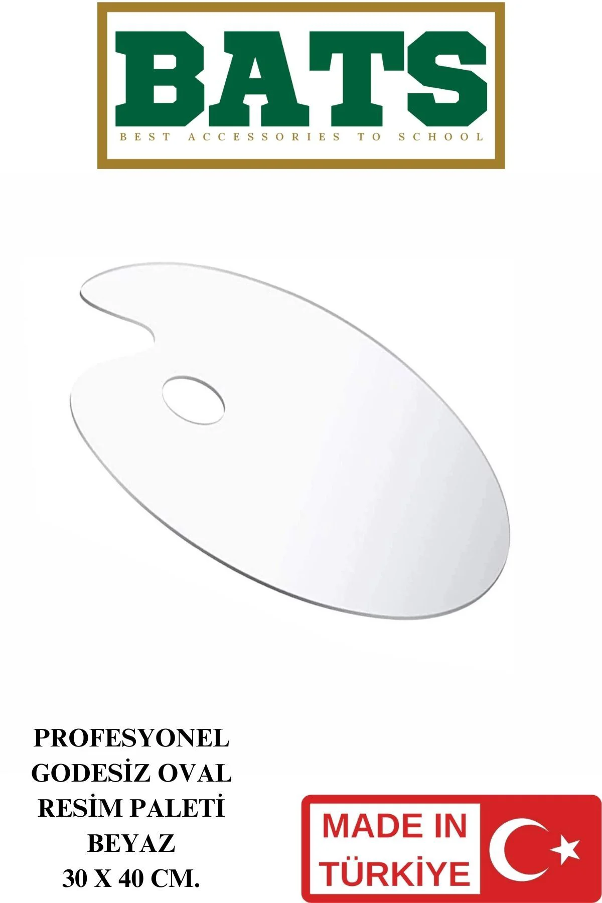 PROFESYONEL GODESİZ OVAL RESİM PALETİ ŞEFFAF 30 X 40 CM. AKRİLİK