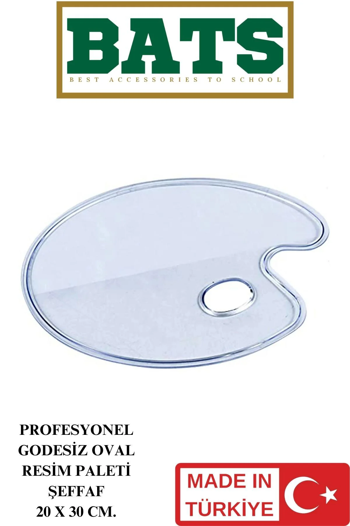 PROFESYONEL GODESİZ OVAL RESİM PALETİ ŞEFFAF 20 X 30 CM. AKRİLİK