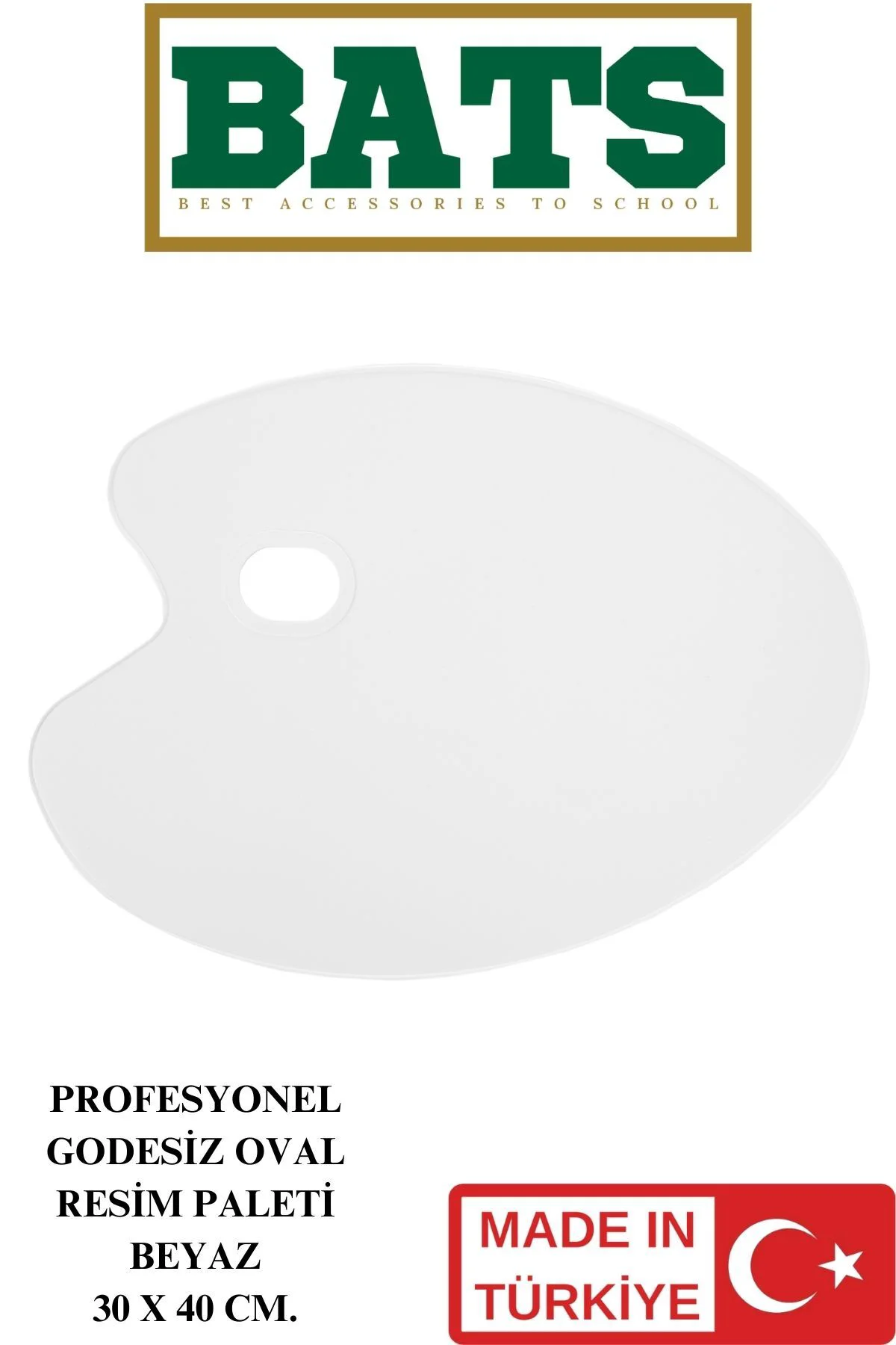 PROFESYONEL GODESİZ OVAL RESİM PALETİ BEYAZ 30 X 40 CM.