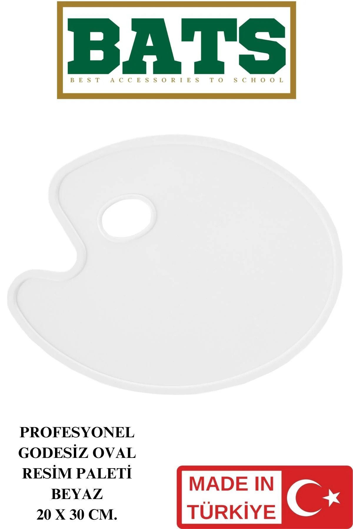 PROFESYONEL GODESİZ OVAL RESİM PALETİ BEYAZ 20 X 30 CM.