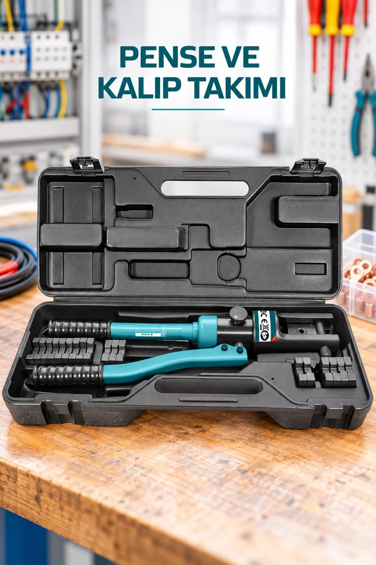 Profesyonel Hidrolik Kablo Pabuç Sıkma Pensesi – 70 kN, 16–240 mm², Full Kalıp Takımı Dahil - Görsel 4