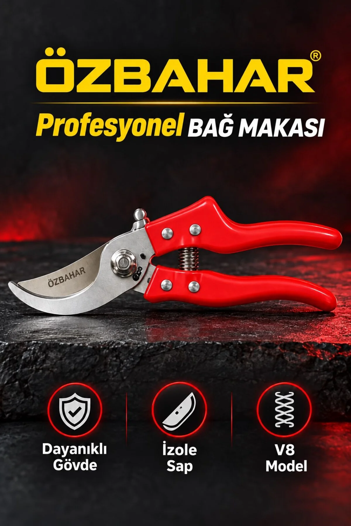 Profesyonel İzole Saplı Bağ ve Budama Makası, 25 mm Kesme Çapı, Güçlü Çene, El Yormayan Tasa Profesyonel İzole Saplı Bağ ve Budama Makası, 25 mm Kesme Çapı, Güçlü Çene, El Yormayan Tasa - Görsel 2