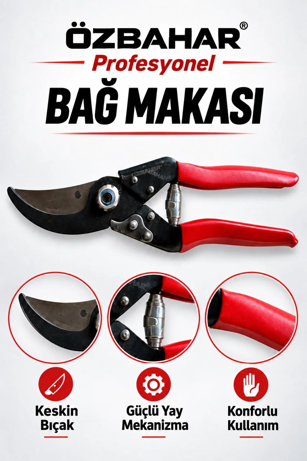 Profesyonel İzole Saplı Bağ ve Budama Makası, 25 mm Kesme Çapı, Güçlü Çene, El Yormayan Tasa Profesyonel İzole Saplı Bağ ve Budama Makası, 25 mm Kesme Çapı, Güçlü Çene, El Yormayan Tasa