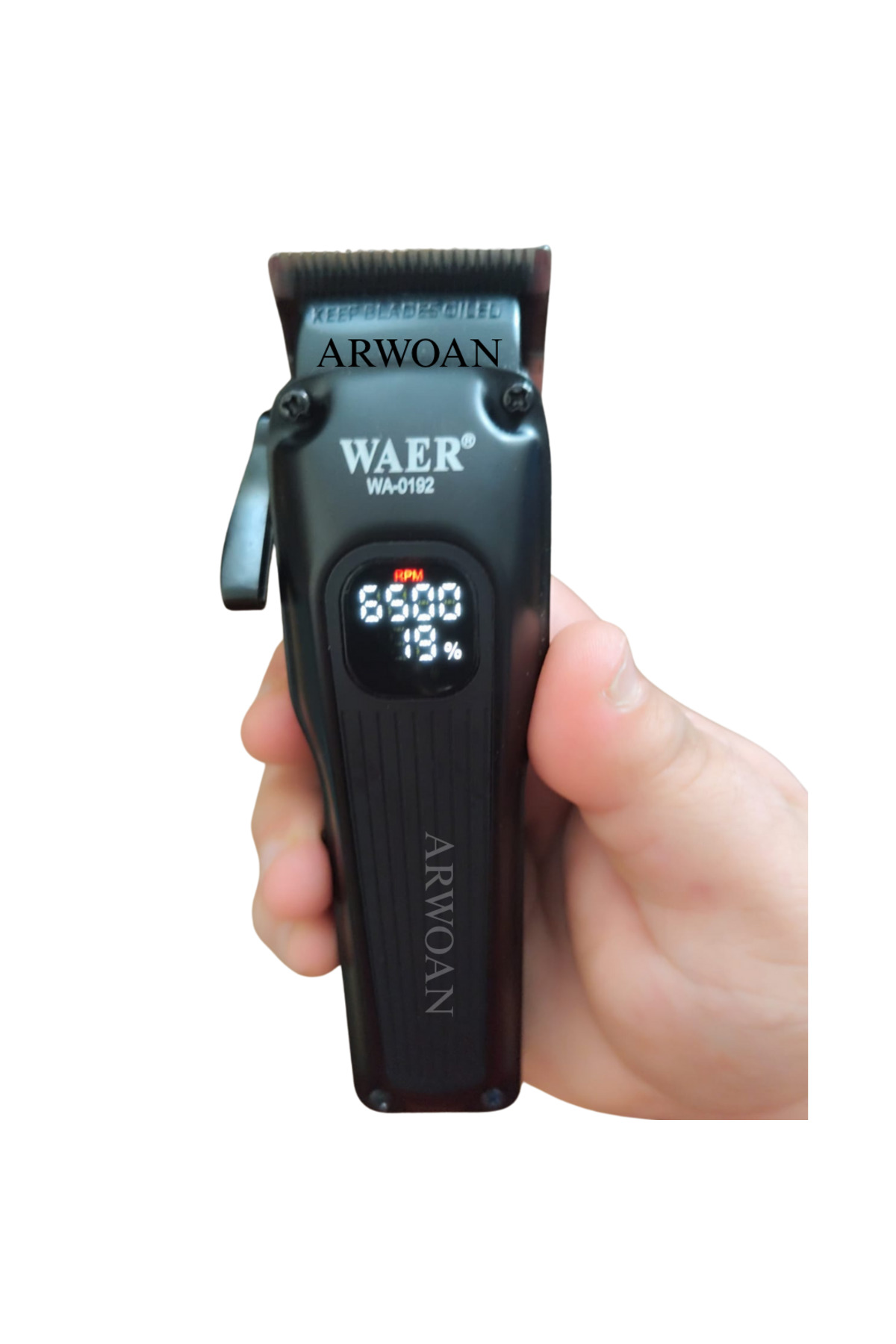 Profesyonel Kablosuz Saç Traş Makinesi - LED Ekran, 6500 RPM Hız,