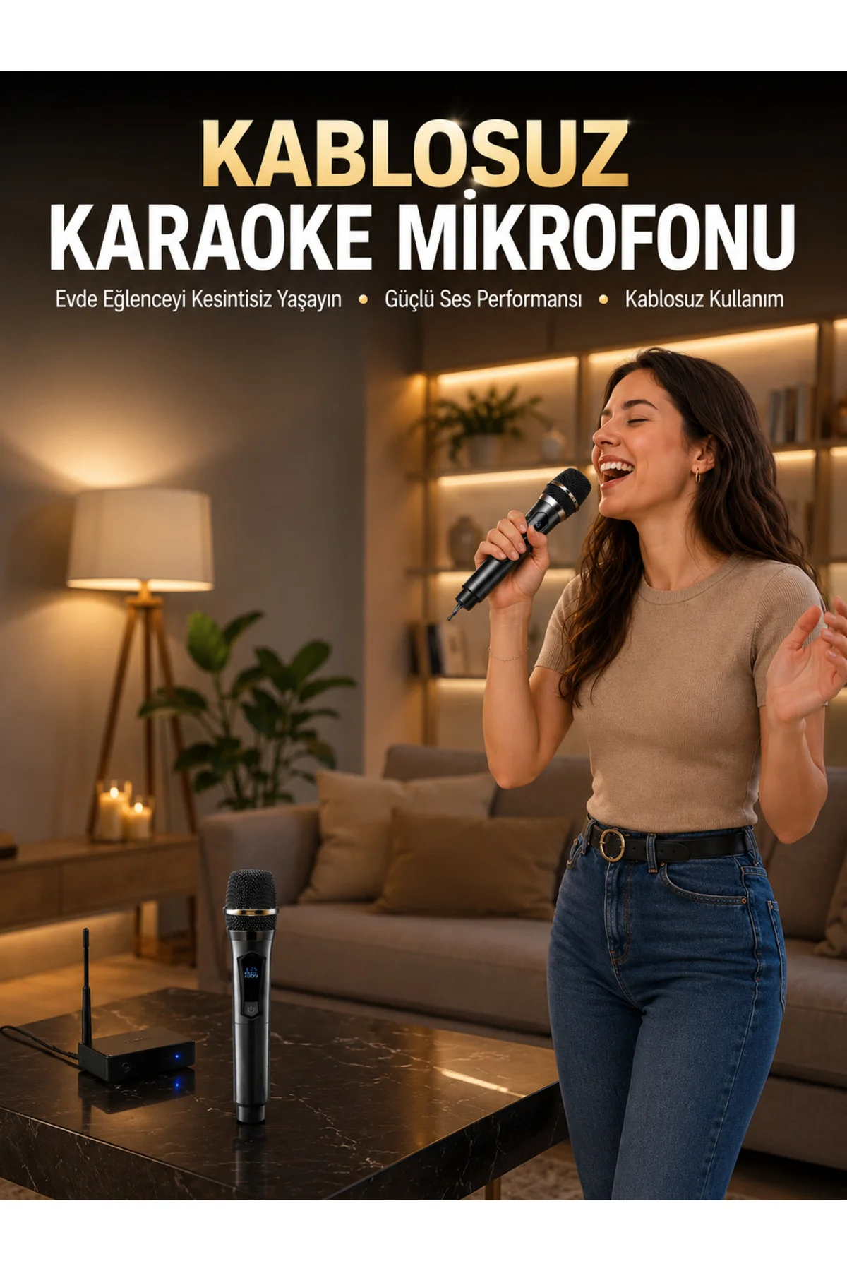 Profesyonel Kablosuz Mikrofon Seti Çift Mikrofonlu