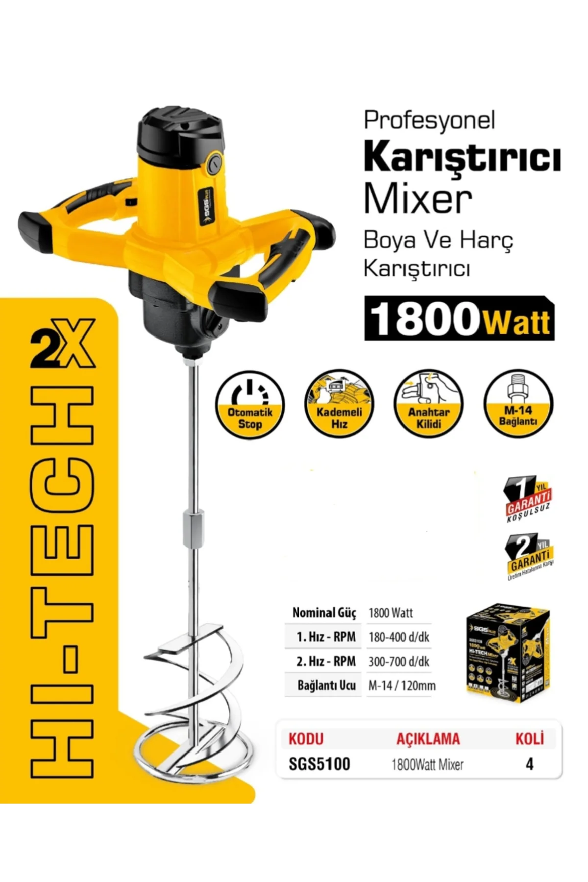 PROFESYONEL KARIŞTIRICI MIXER (1800 WATT)