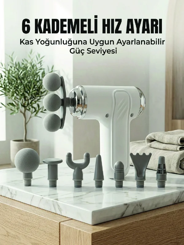 Profesyonel Kas Gevşetici Masaj Tabancası 8 Değiştirilebilir Başlıklı Kablosuz Masaj Cihazı - Lisinya Diğer