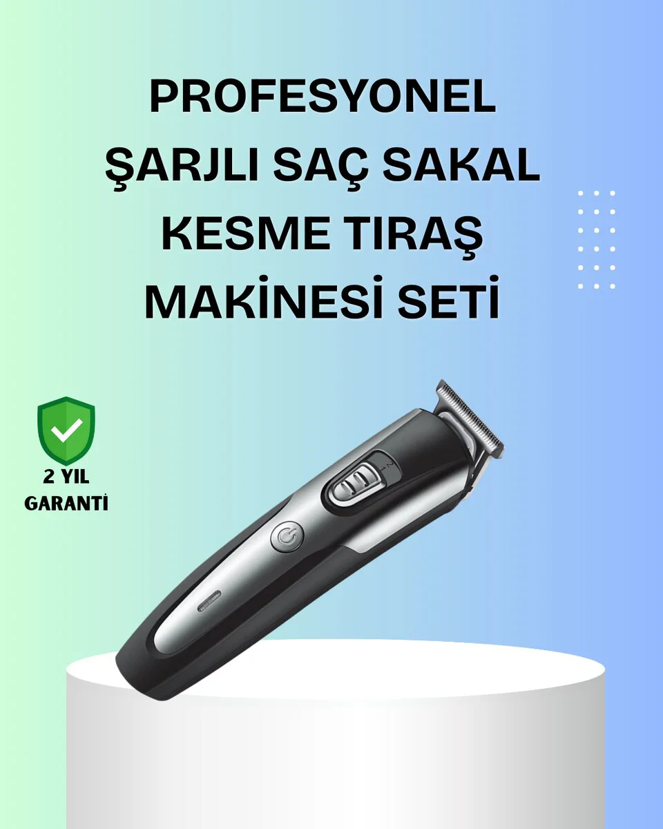 Profesyonel Kuaför Tipi Şarjlı Saç ve Sakal Kesme Makinesi - Güçlü Motorlu Kablosuz Tıraş Makinesi