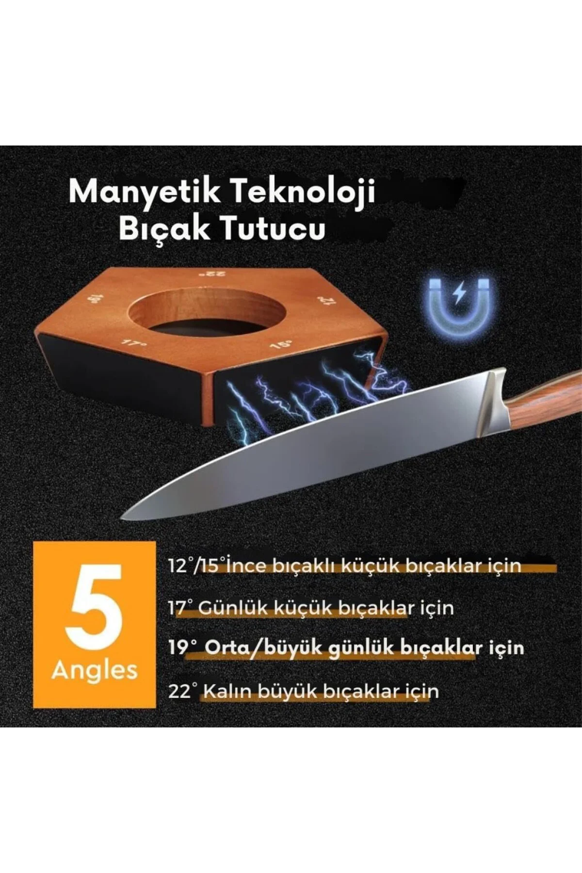 Profesyonel Manyetik 5 Açılı Bıçak Bileme Seti Tüm Bıçaklara Uyum