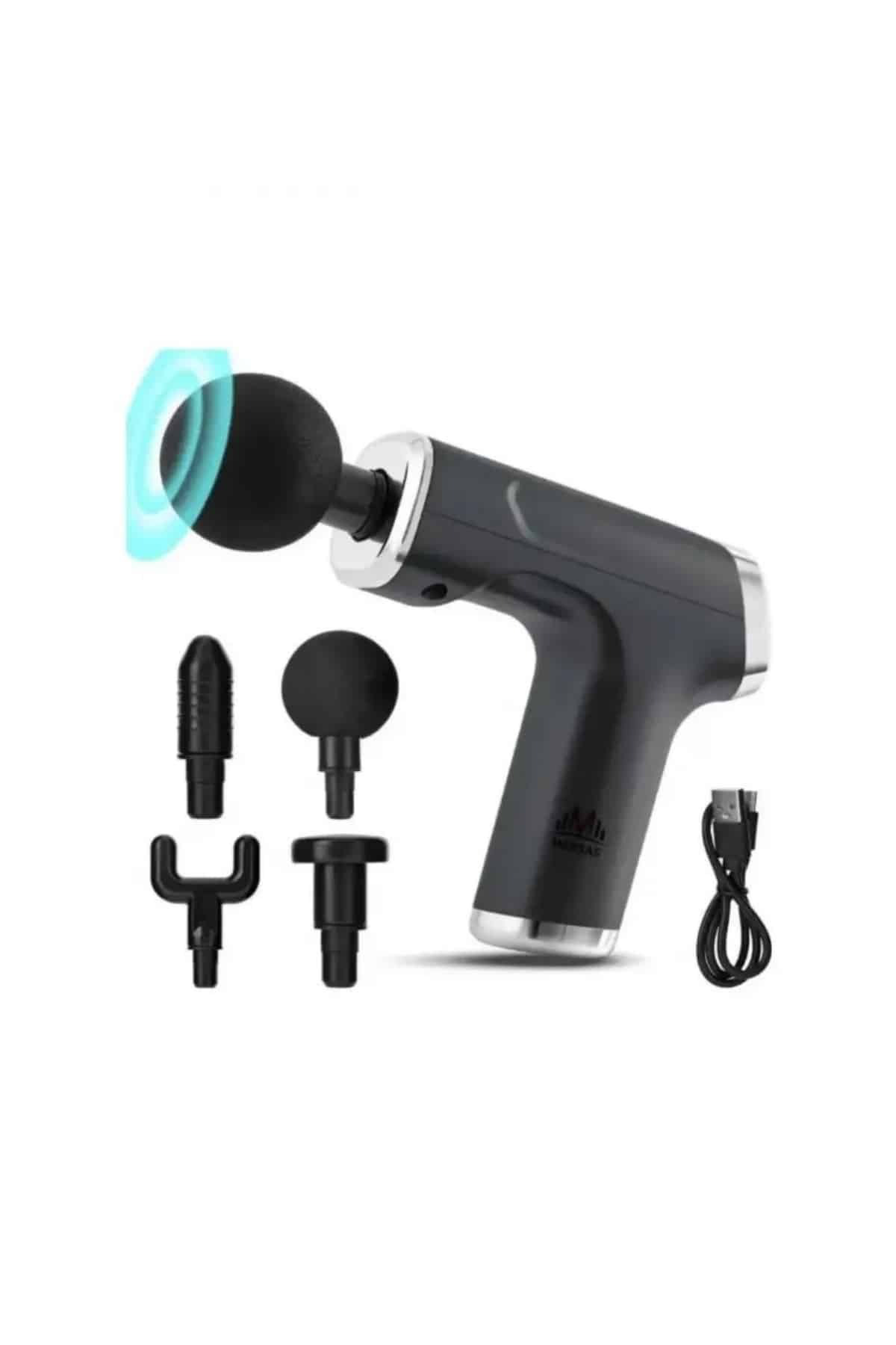 Profesyonel Masaj Tabancası Sporcu Masaj Aleti 4 Başlıklı Şarjlı