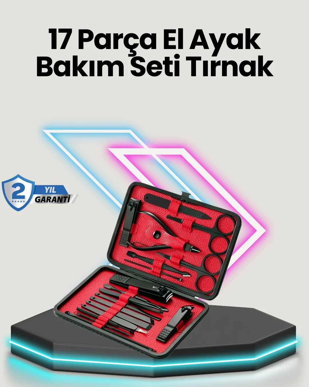 Profesyonel Paslanmaz Çelik Manikür &amp; Pedikür Seti