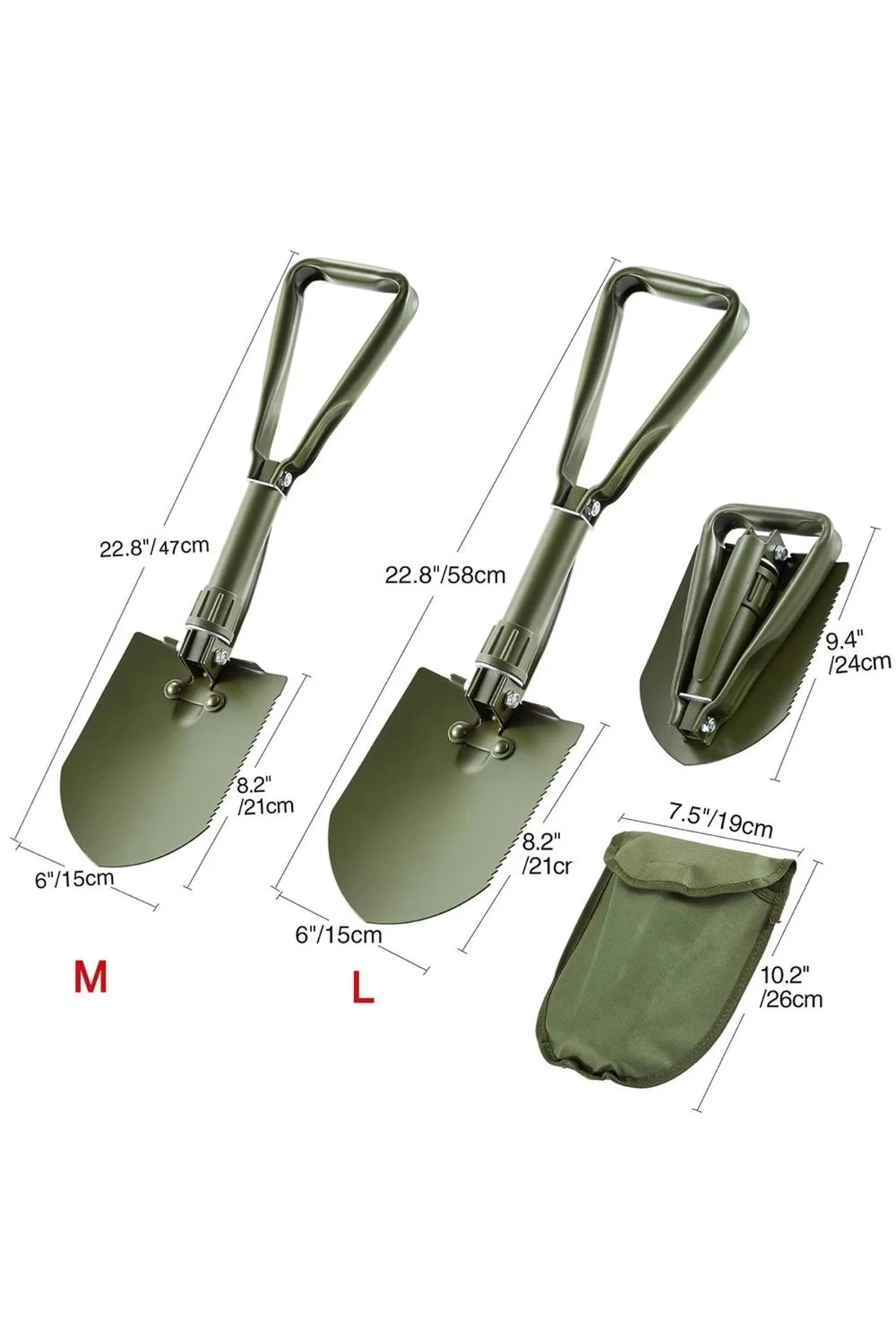 Profesyonel Portatif Katlanabilir Kürek ( Orta Boy 59 Cm )