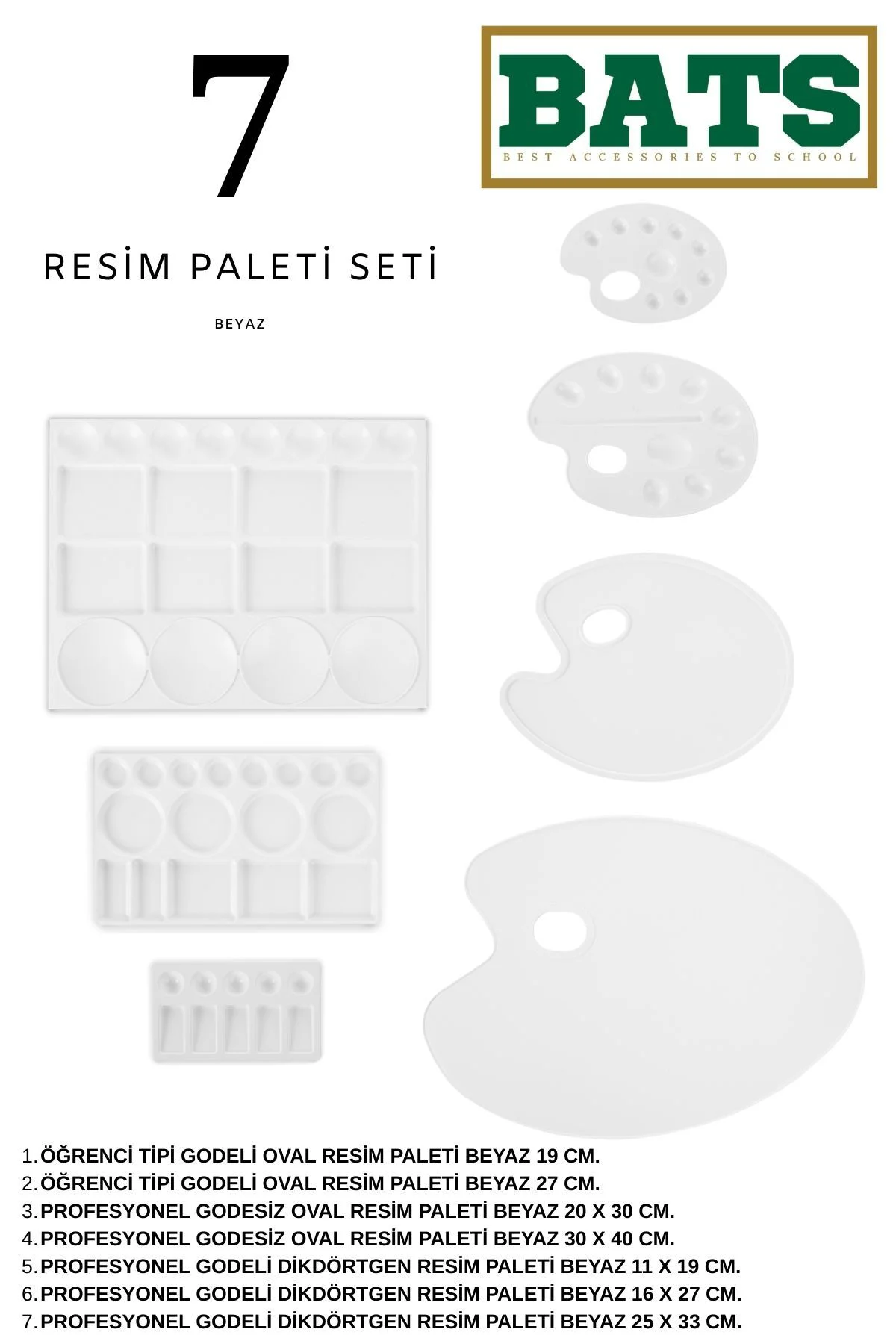 PROFESYONEL RESİM PALETİ SETİ 7 ADET