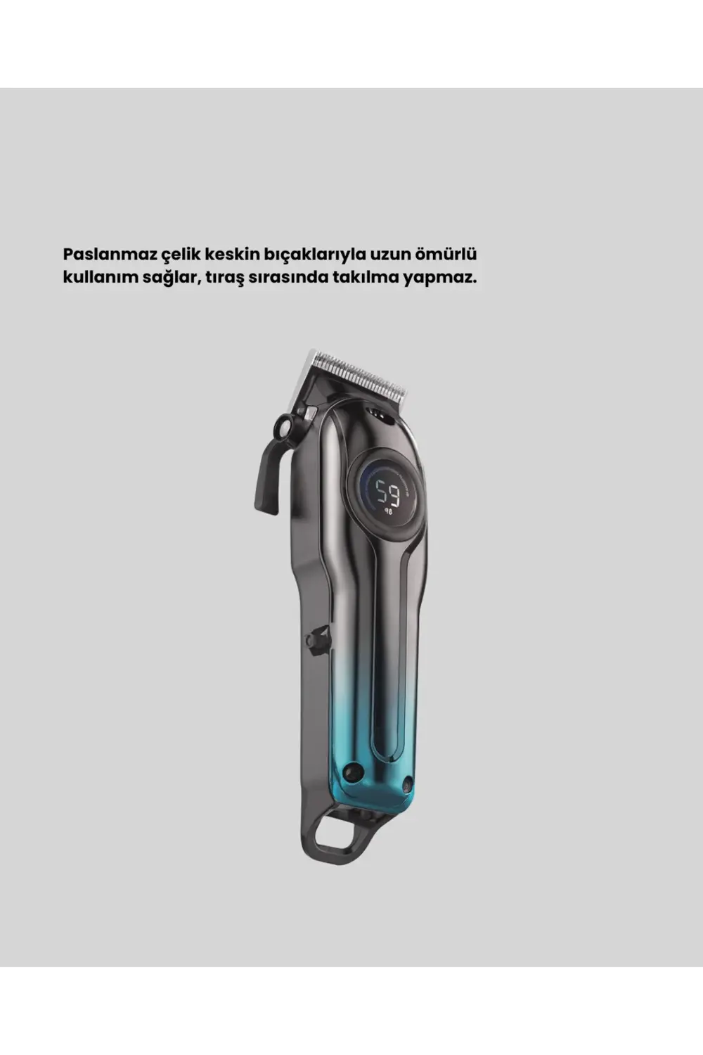 Profesyonel Saç Kesme Makinesi – 2000 mAh Şarjlı, LCD Ekranlı