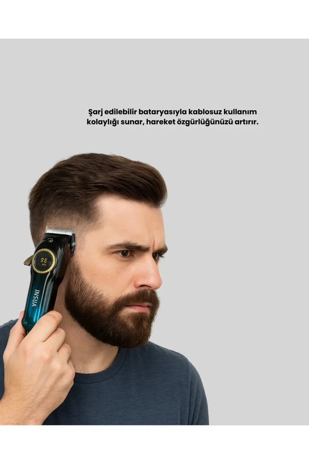 Profesyonel Saç Kesme Makinesi – 2000 mAh Şarjlı, LCD Ekranlı