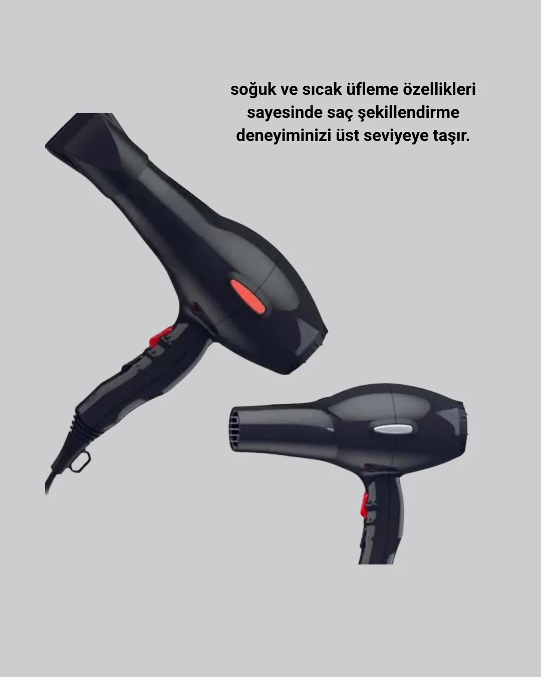Profesyonel Saç Kurutma Makinesi – AC Motor, Soğuk Üfleme, 2 Hız Kademesi