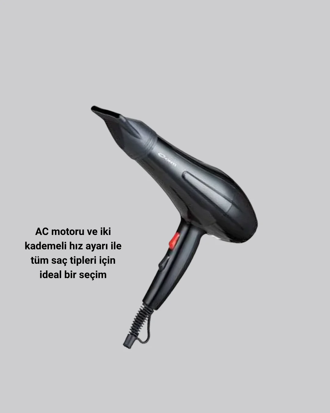 Profesyonel Saç Kurutma Makinesi – AC Motor, Soğuk Üfleme, 2 Hız Kademesi