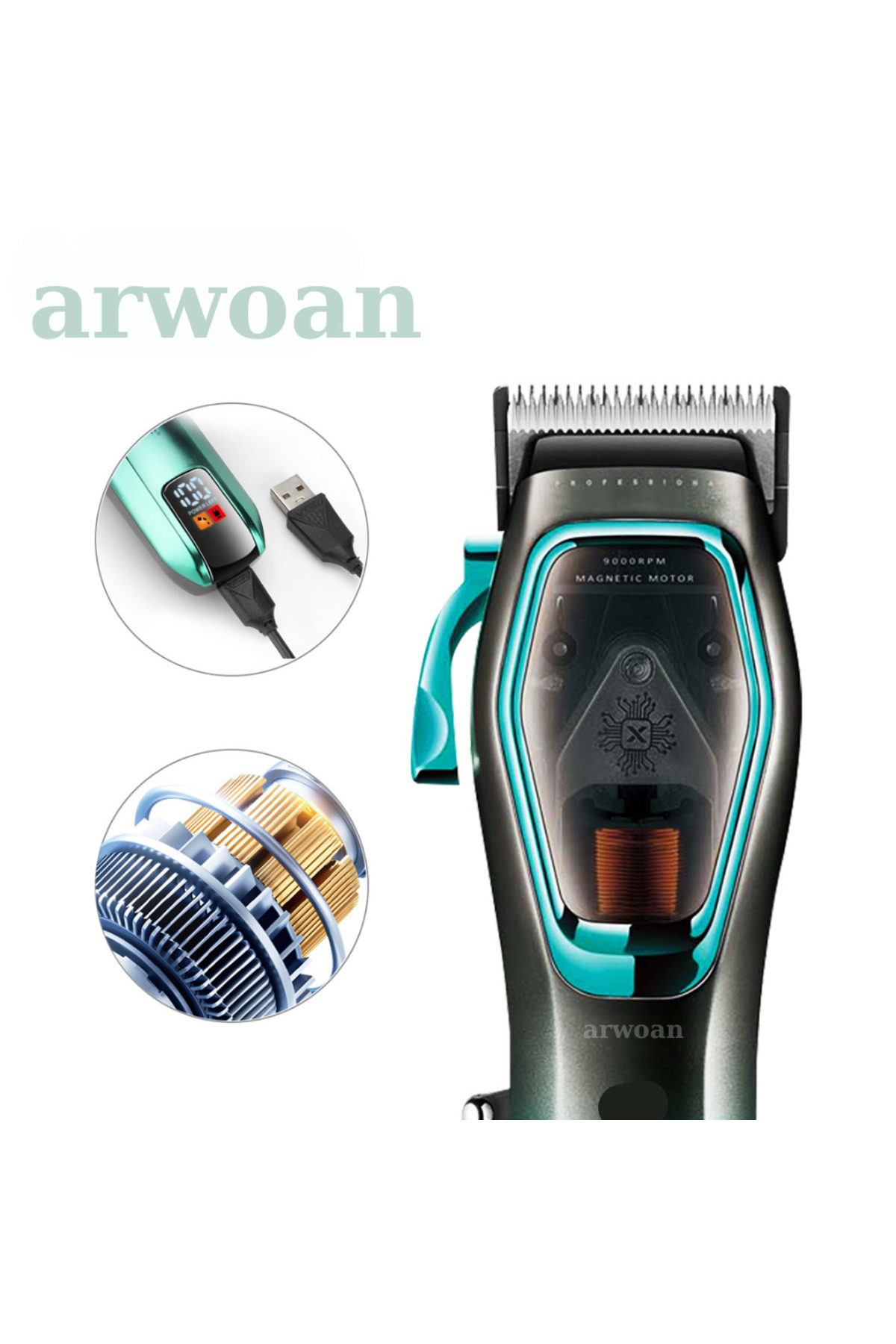 Arwoan Profesyonel Saç Sakal Kesme Makinesi Berber Kuaförler İçin