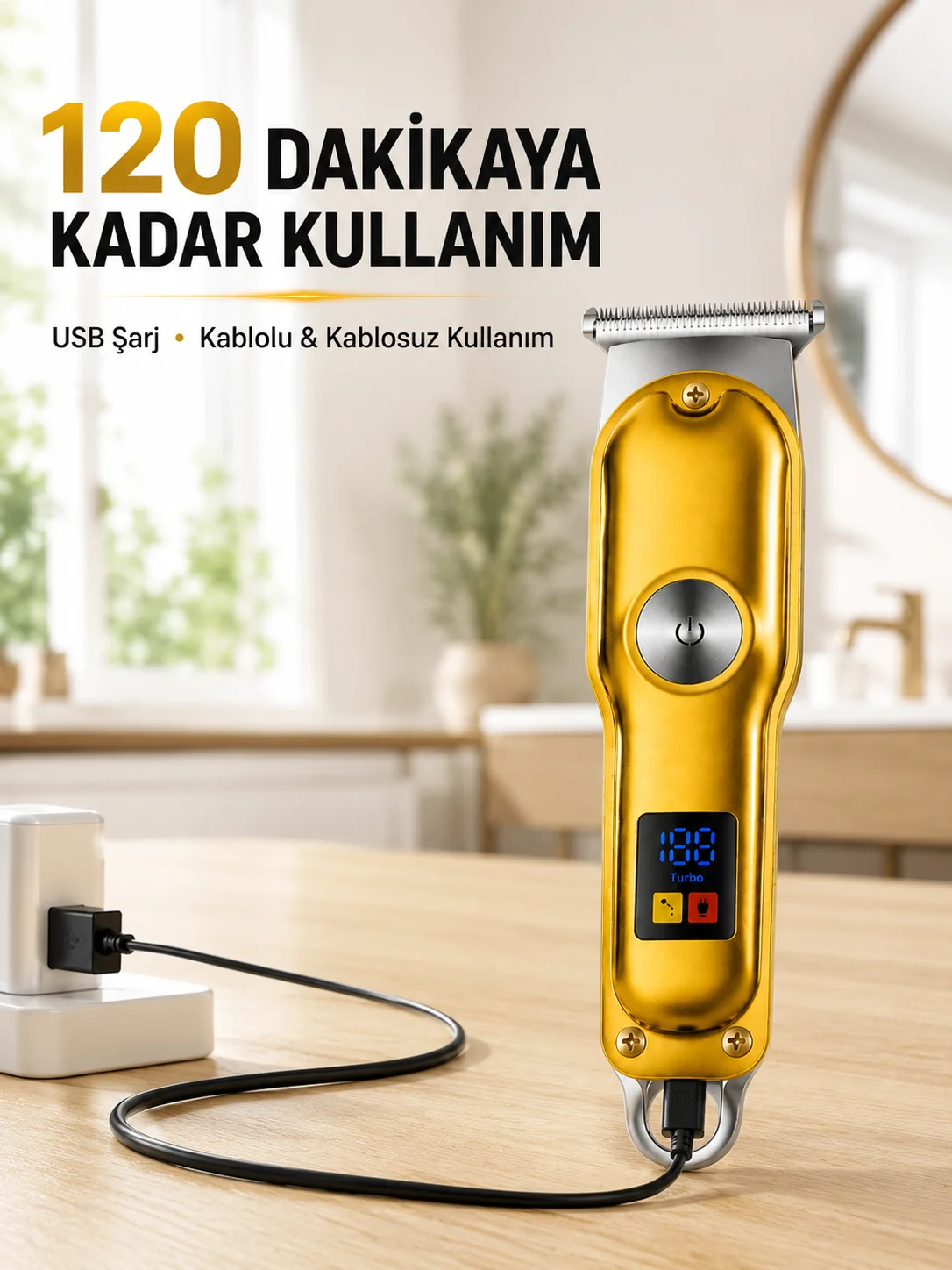 Profesyonel Saç Sakal Tıraş Makinesi T Bıçaklı Turbo Modlu LED Ekranlı 3 Taraklı Şarjlı Fiyatı, Yorumları ve Özellikleri